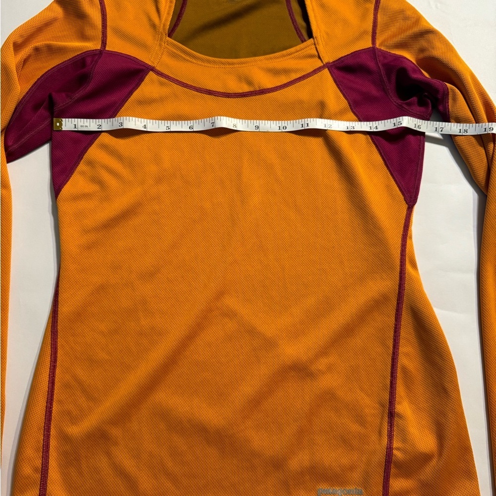 Patagonia Orange Purple Small Long Sleeve Square Queen Anne Square Neckline Top - Picture 5 of 8